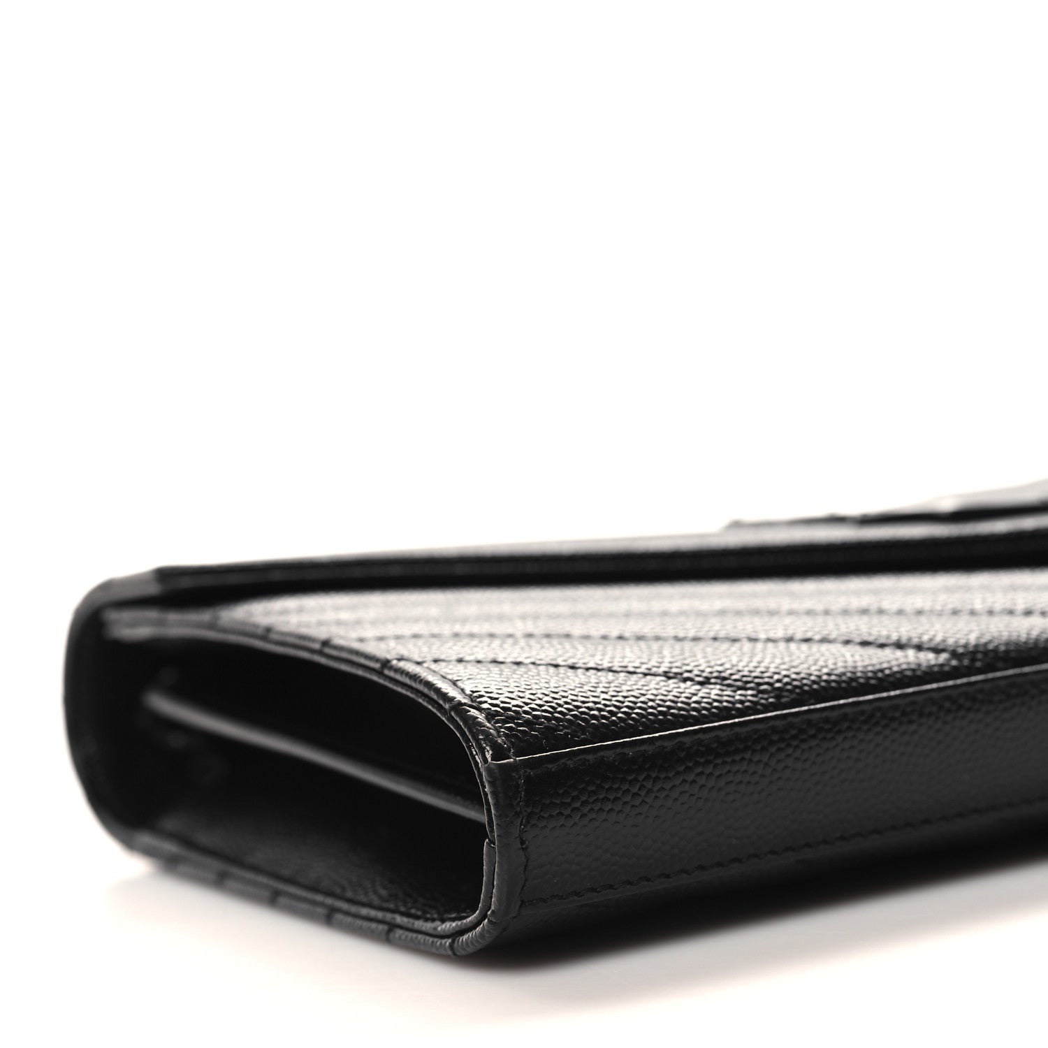 Saint Laurent Grain De Poudre Matelasse Chevron Monogram Monochrome Chain Wallet Black 9 of 11