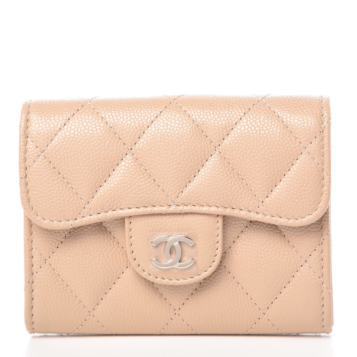 Chanel Caviar Quilted Card Holder Wallet Beige Clair 1 of 9