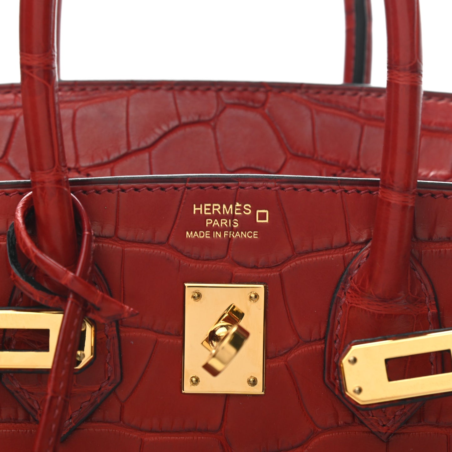 Matte Alligator Verso Birkin 25 Rouge H Orange Poppy