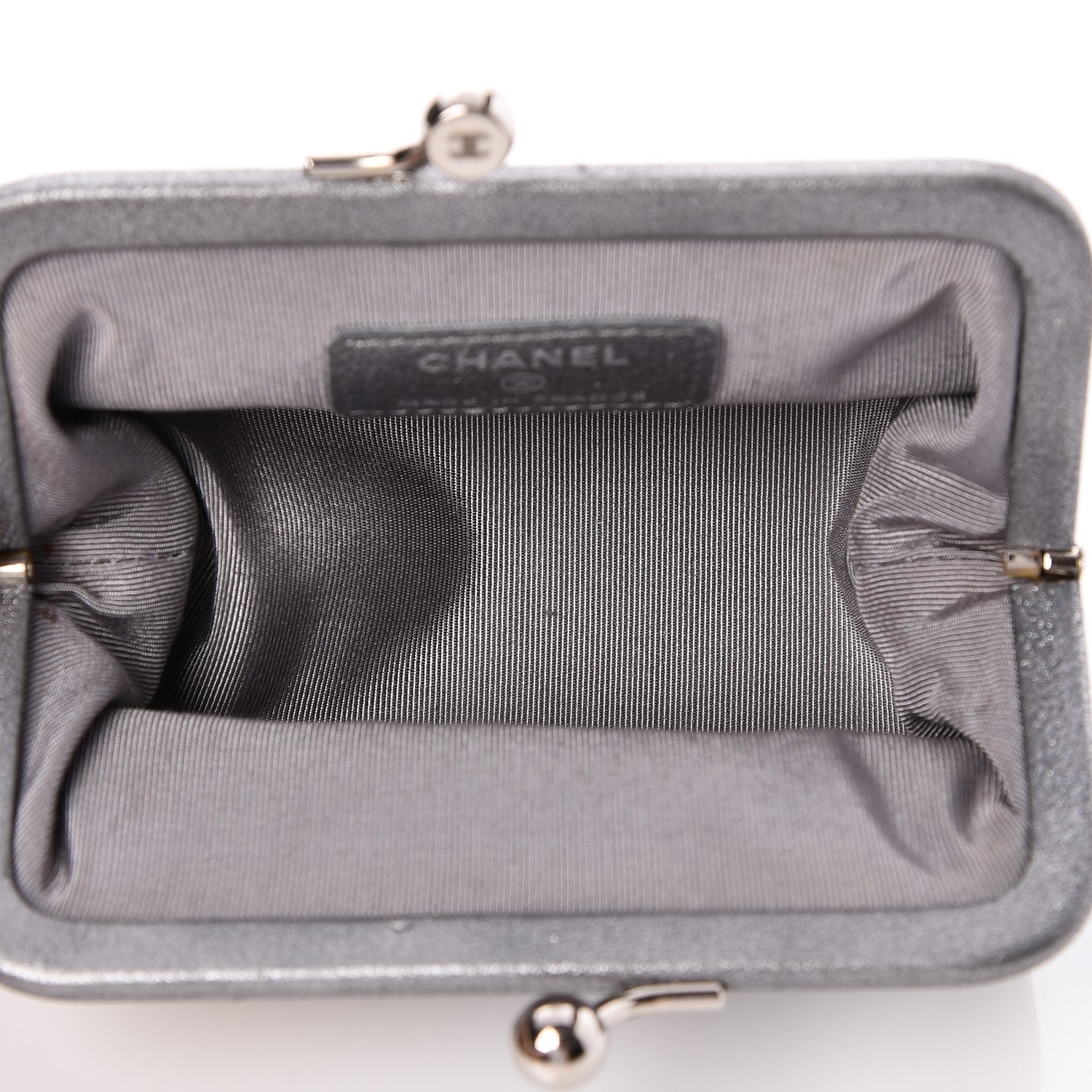 Chanel Metallic Calfskin Quilted Charm Coin Wallet Silver 5 of 7