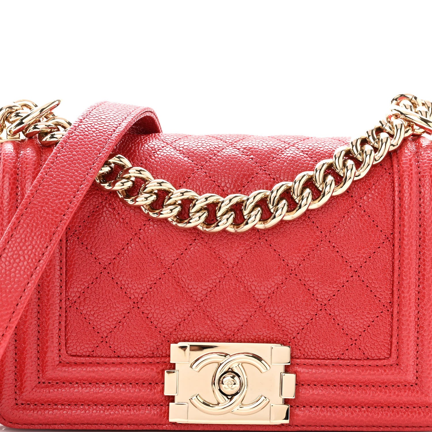 Chanel Caviar Quilted Small Boy Flap Red 8 of 10