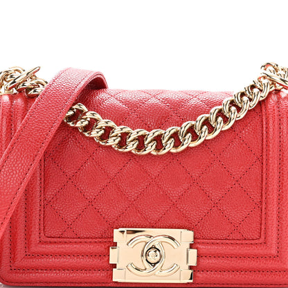 Chanel Caviar Quilted Small Boy Flap Red 8 of 10