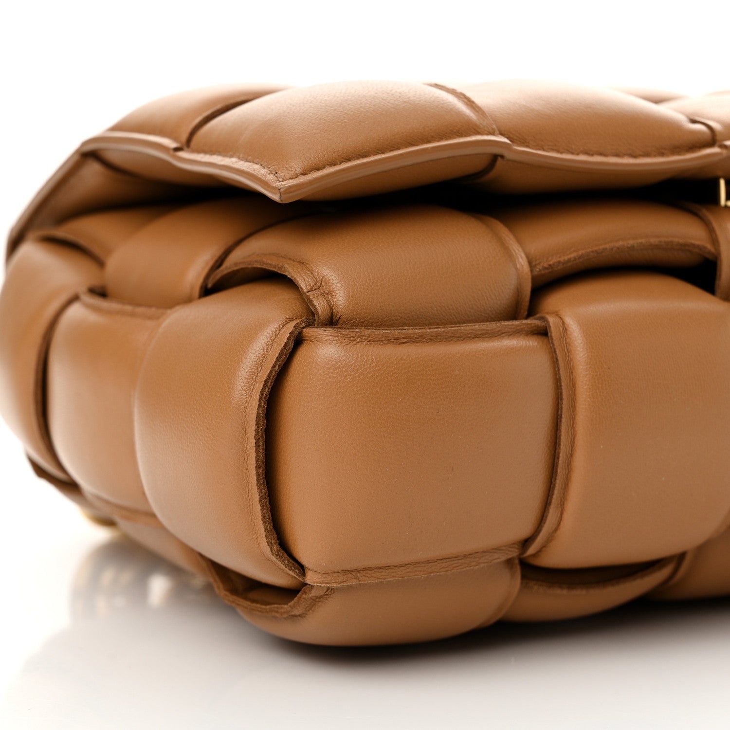 Bottega Veneta Lambskin Maxi Intreccio Padded Chain Cassette Crossbody Bag Caramel 9 of 11