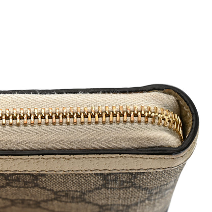 Gucci GG Supreme Monogram Textured Dollar Calfskin Web Ophidia Zip Around Wallet Beige Ebony Mystic White 12 of 13