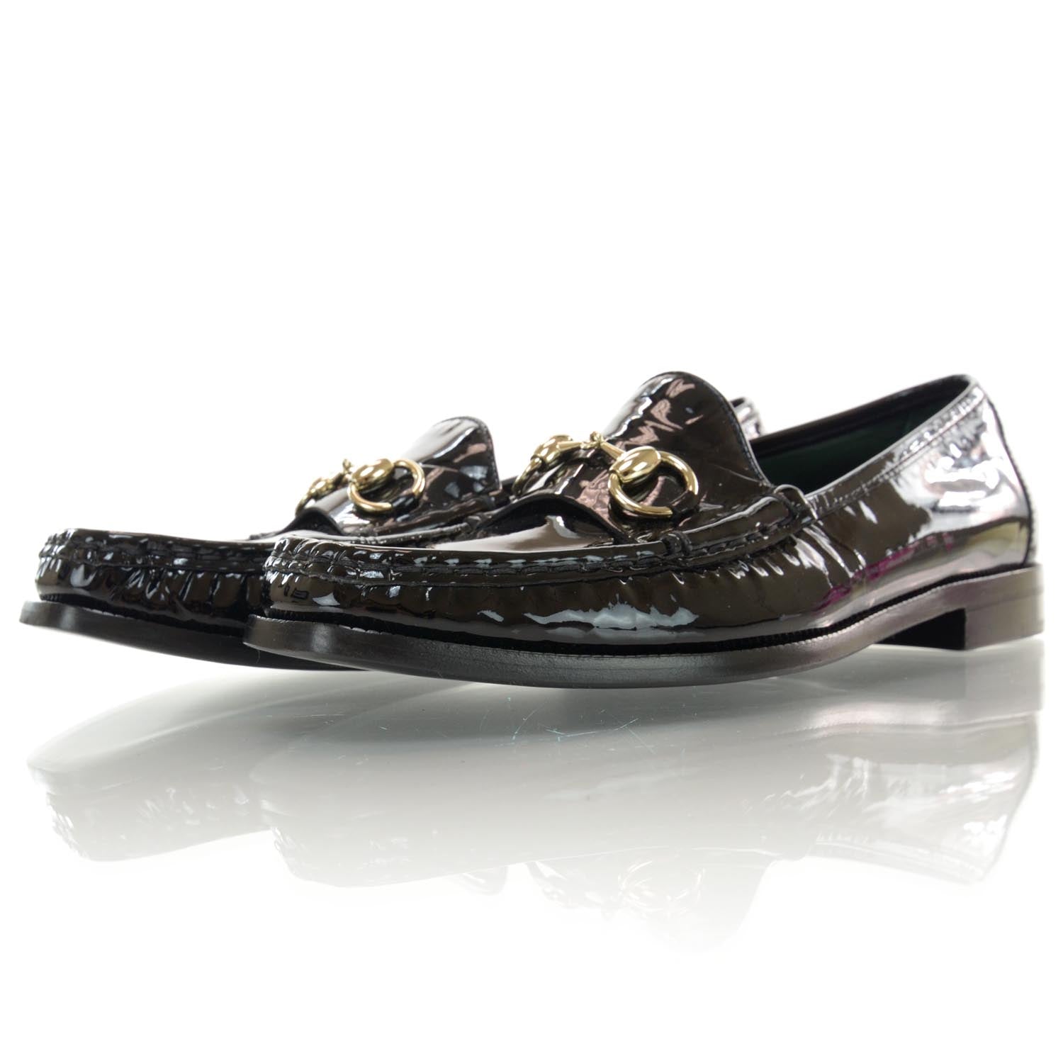 Gucci Patent Leather Horsebit Loafers 40 Black 2 of 6