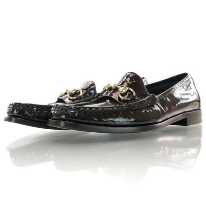 Gucci Patent Leather Horsebit Loafers 40 Black 2 of 6