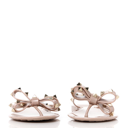 Valentino Garavani PVC Jelly Rockstud Bow Thong Sandals 38 Poudre 2 of 10