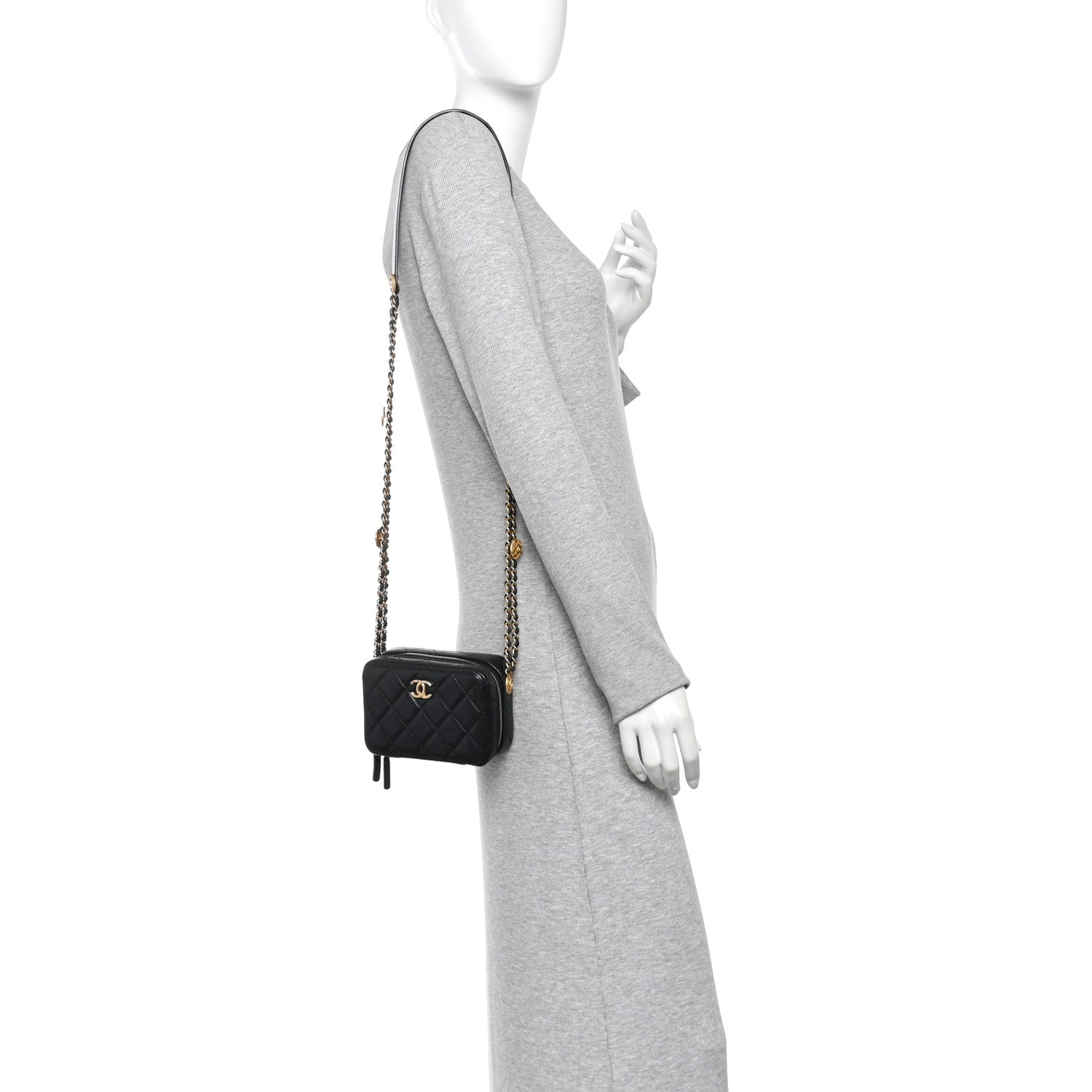 Chanel Caviar Quilted Twist Your Buttons Clutch With Chain Black 2 of 10