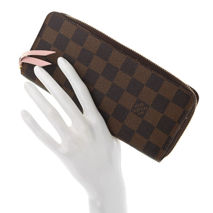 Louis Vuitton Damier Ebene Clemence Wallet Rose Ballerine 2 of 7