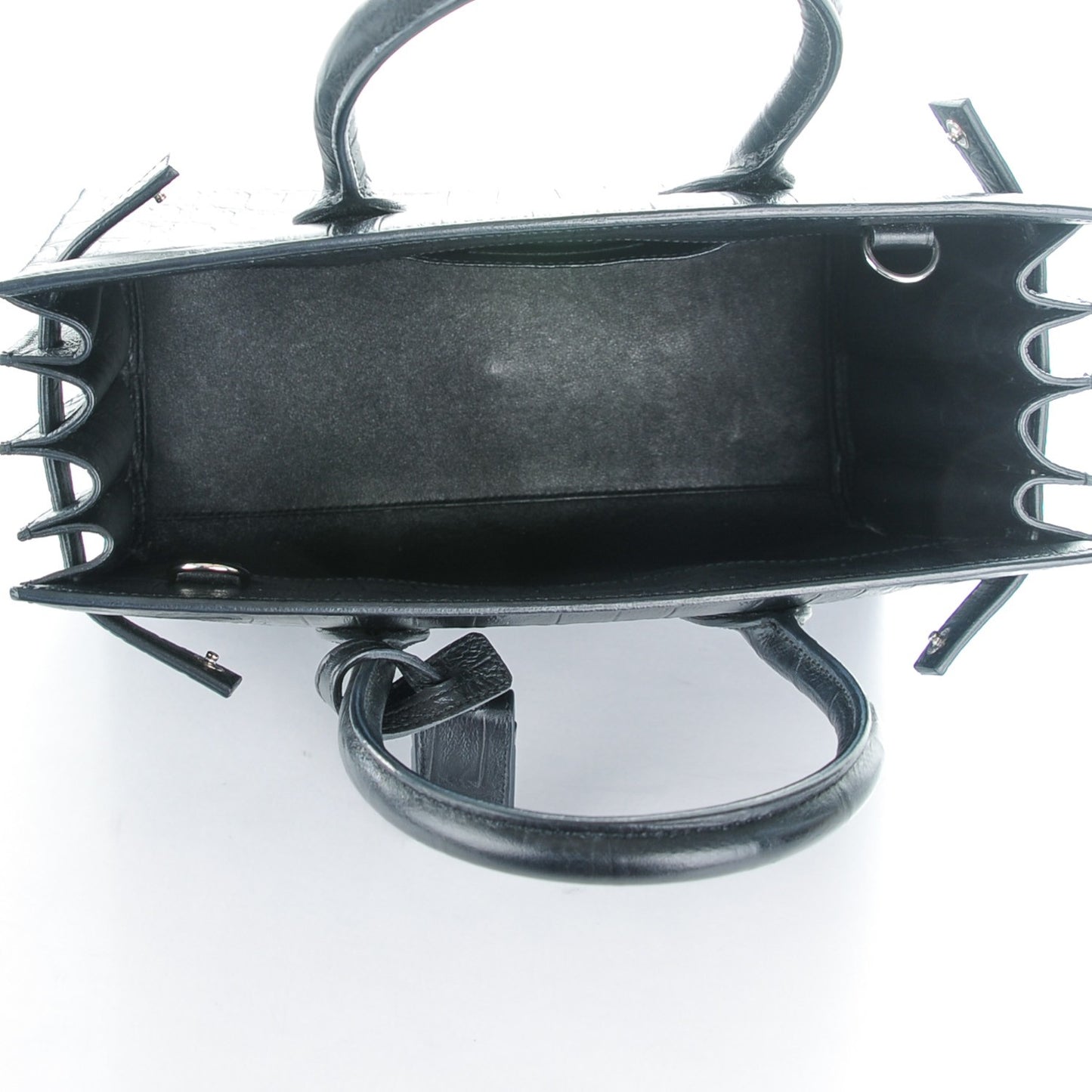 Calfskin Crocodile Embossed Baby Sac De Jour Black