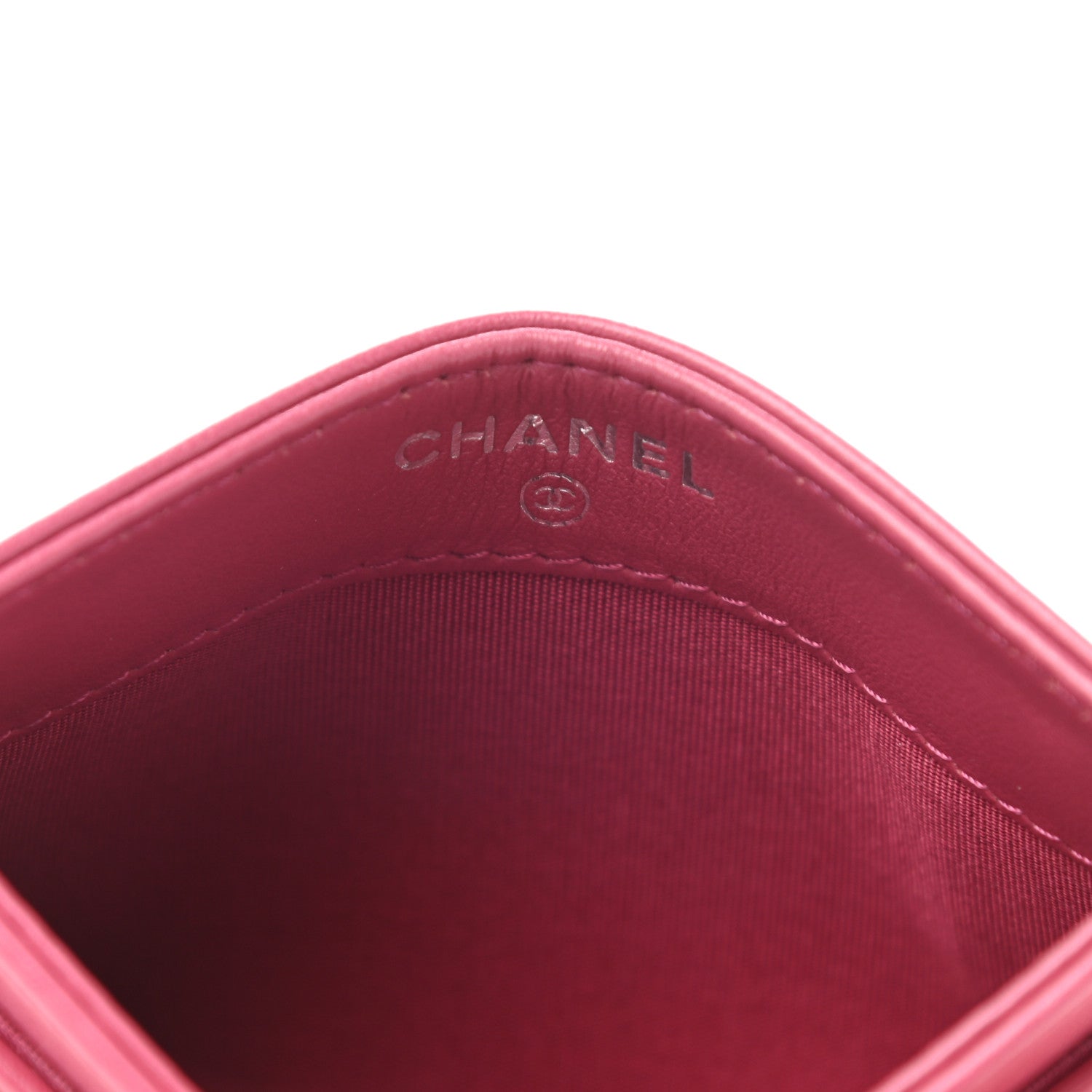 Chanel Lambskin Camellia Embossed Card Holder Fuchsia 5 of 9