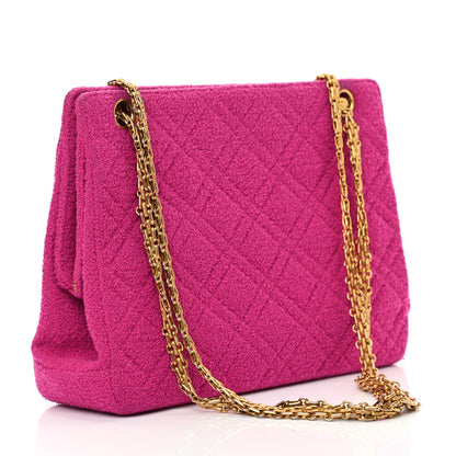Chanel Wool Quilted Shoulder Bag Pink 4 of 20