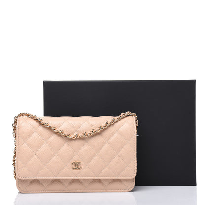 Chanel Caviar Quilted Wallet On Chain WOC Beige 15 of 15