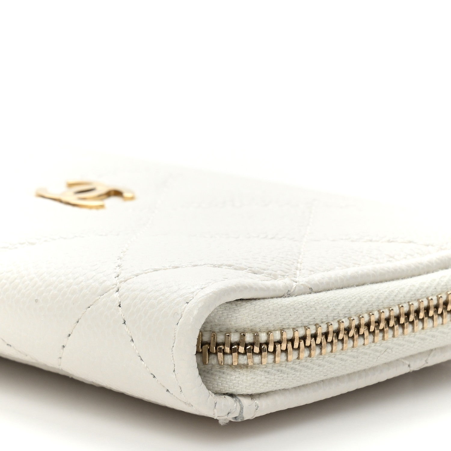 Chanel Caviar Quilted CC Zip Around Card Holder White 9 of 12