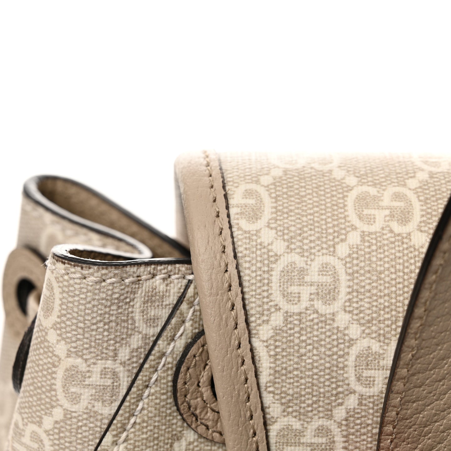 GG Supreme Monogram Azalea Calfskin Retro Interlocking G Buckle Backpack Beige Mystic White