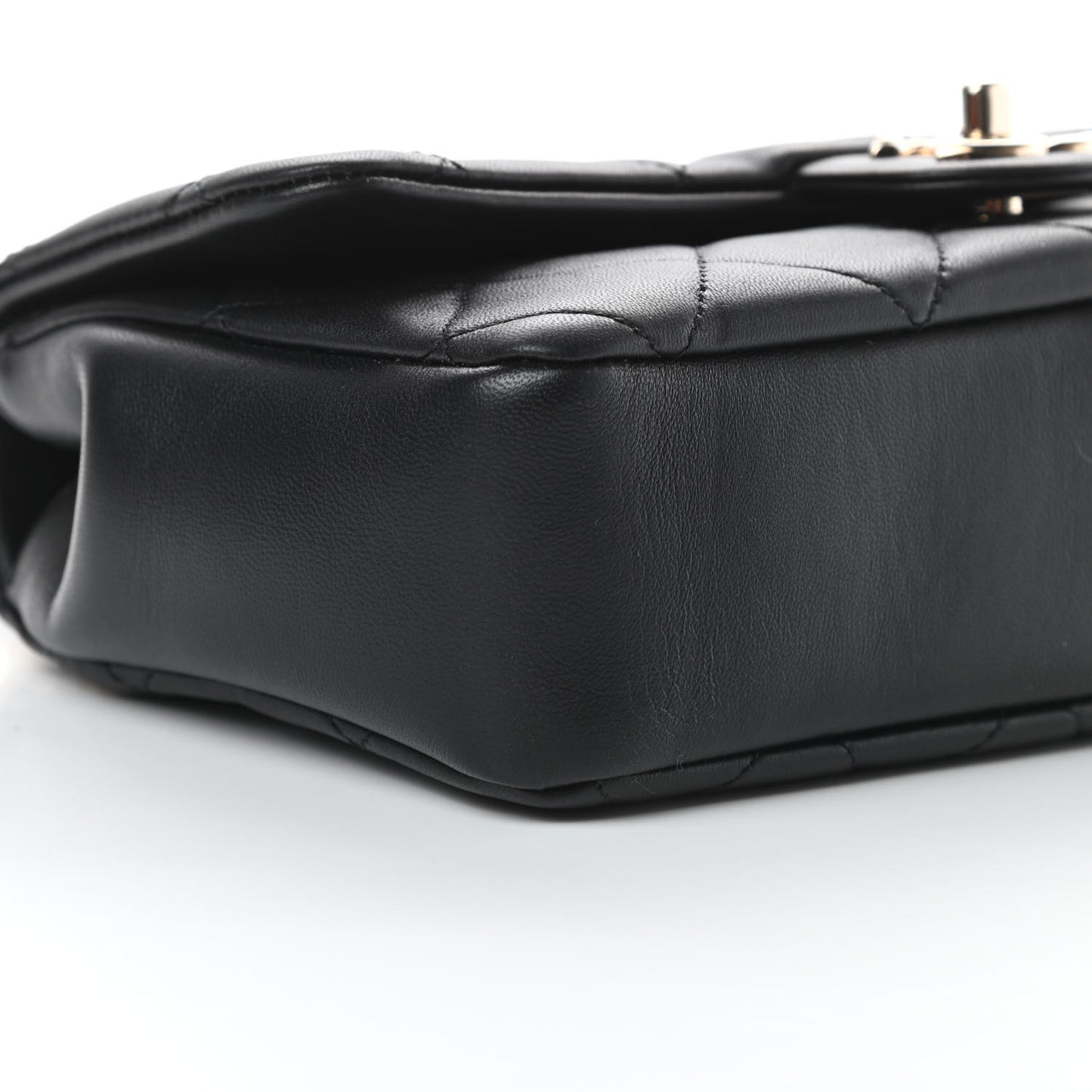 Lambskin Quilted Resin Bi-Color Chain Flap Bag Black