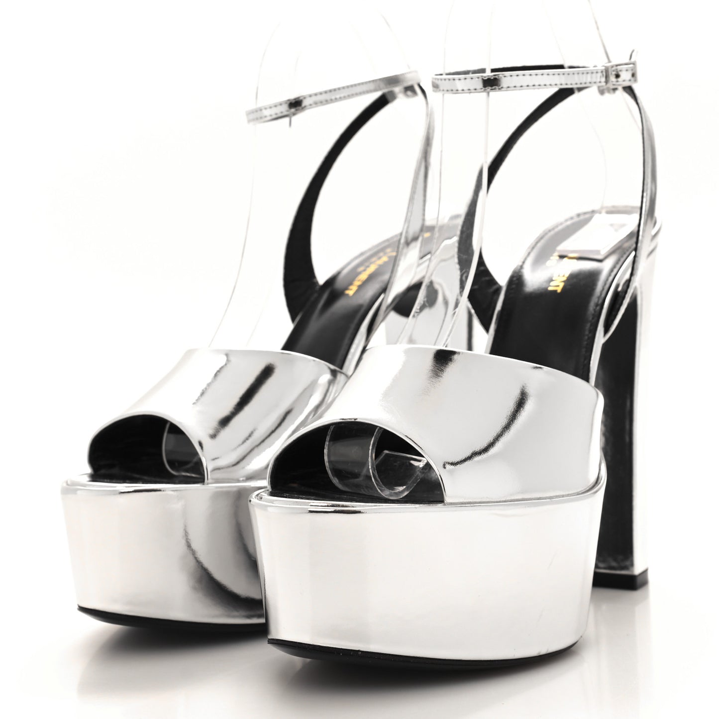 Metallic Patent Jodie 95 Platform Sandals 39 Silver