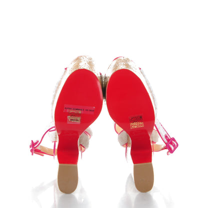 Christian Louboutin Terry Cloth Patent Super Dombasle 160 Cork Platform Sandals White 5 of 7