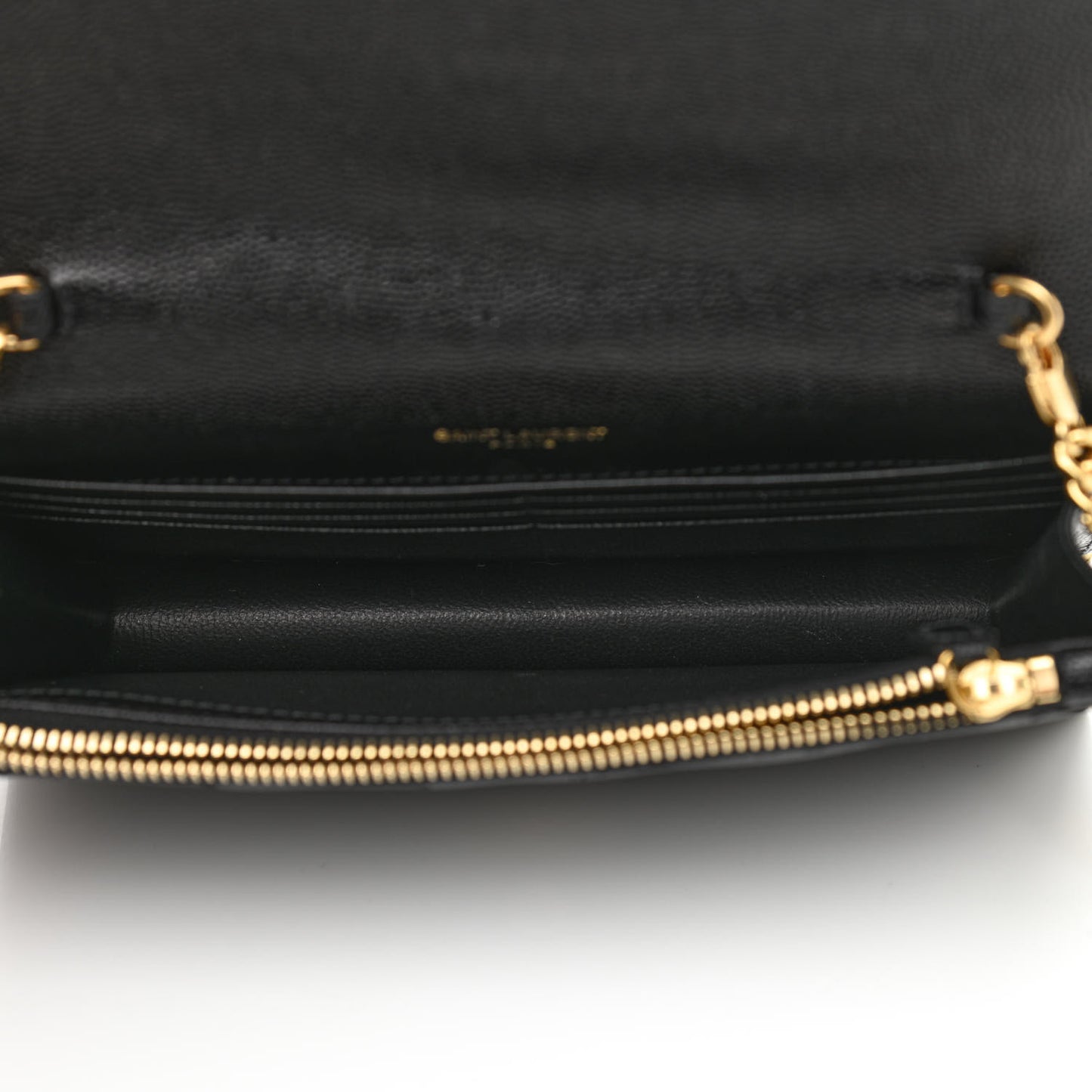 Grain De Poudre Matelasse Chevron Monogram Envelope Chain Wallet Black