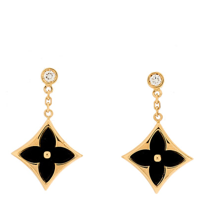 Louis Vuitton 18K Yellow Gold Diamond Onyx Color Blossom BB Star Earrings 1 of 5