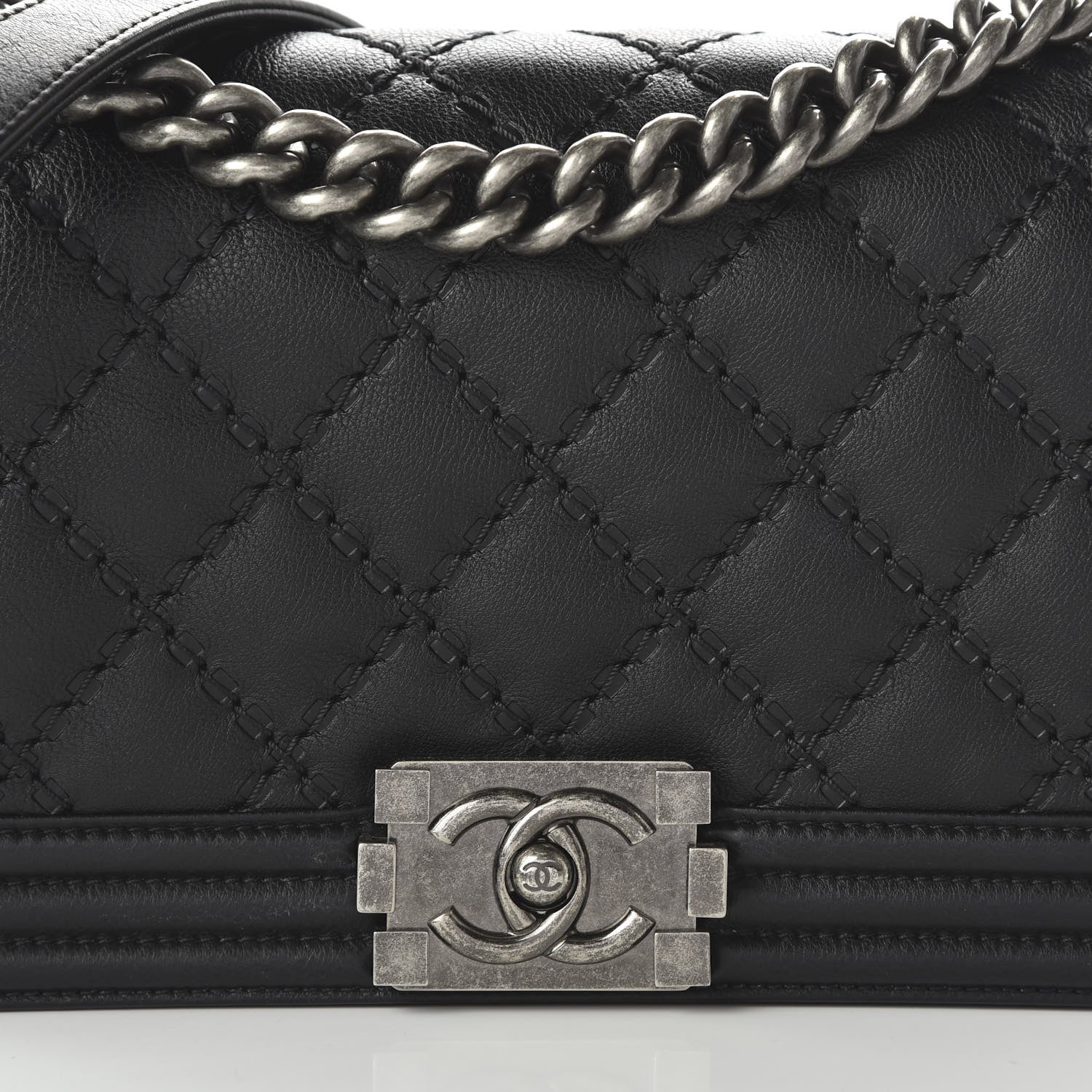 Chanel Calfskin Double Stitch Medium Boy Flap Black 9 of 10
