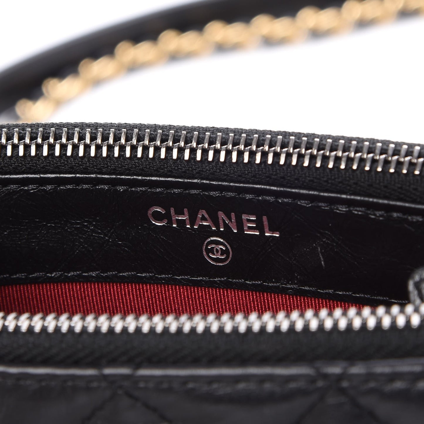 Aged Calfskin Quilted Small Gabrielle Clutch With Chain Black