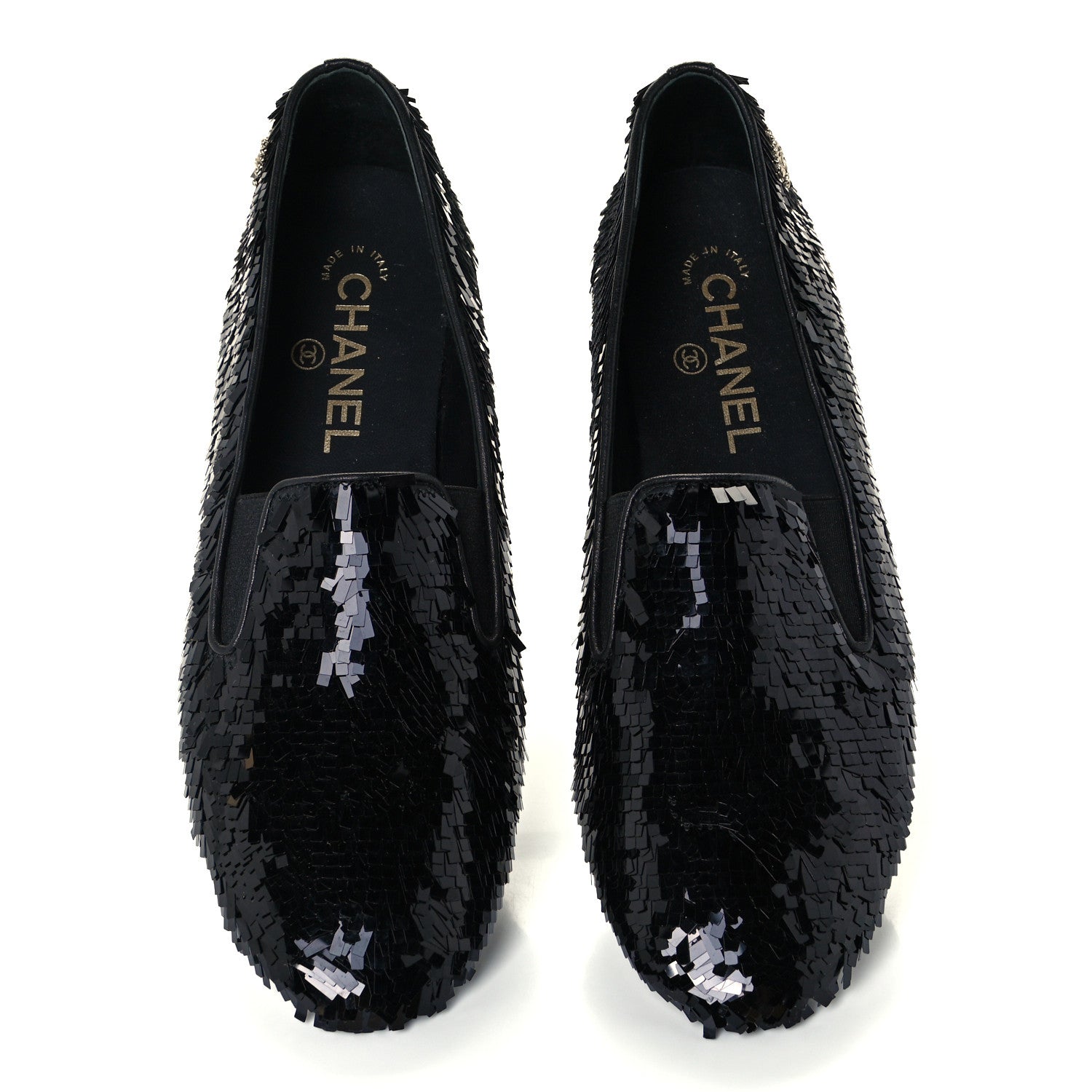 Chanel Sequin CC Loafers 37.5 Black 5 of 11