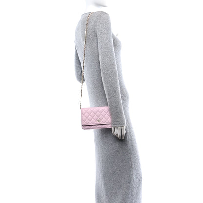 Chanel Caviar Quilted Tiny CC Wallet On Chain WOC Light Pink 2 of 11