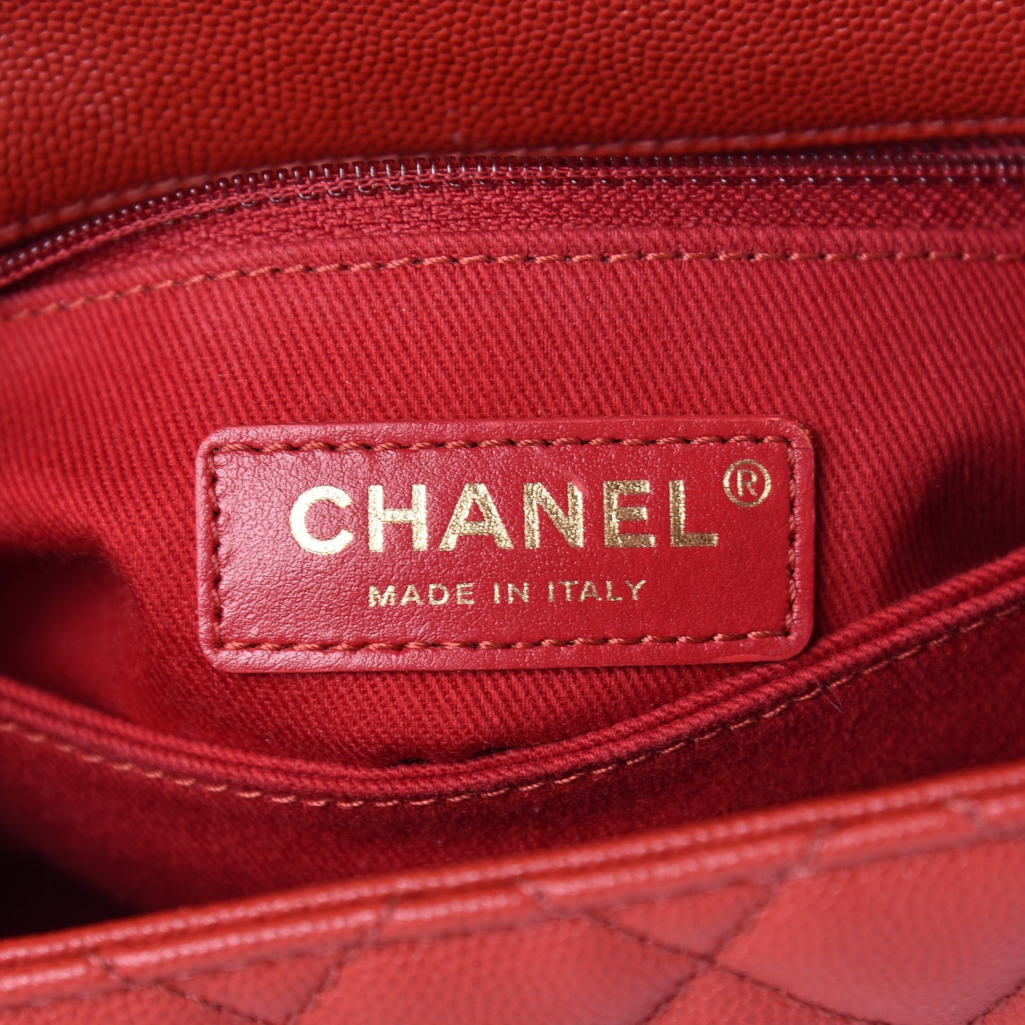 Caviar Lizard Quilted Mini Coco Handle Flap Red