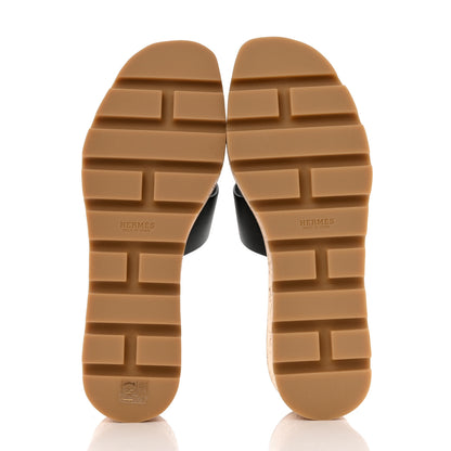 Hermes Calfskin Cork Eze 30 Sandals 38 Black 5 of 9
