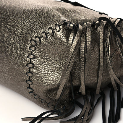 Valentino Garavani Metallic Grained Calfskin C-Rockee Fringe Tote Sasso 9 of 9