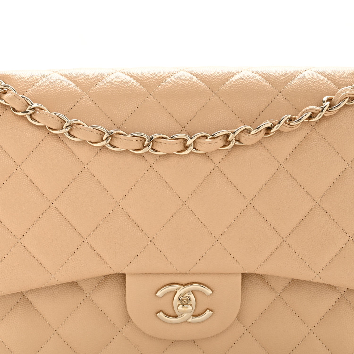 Chanel Caviar Quilted Jumbo Double Flap Beige 8 of 13