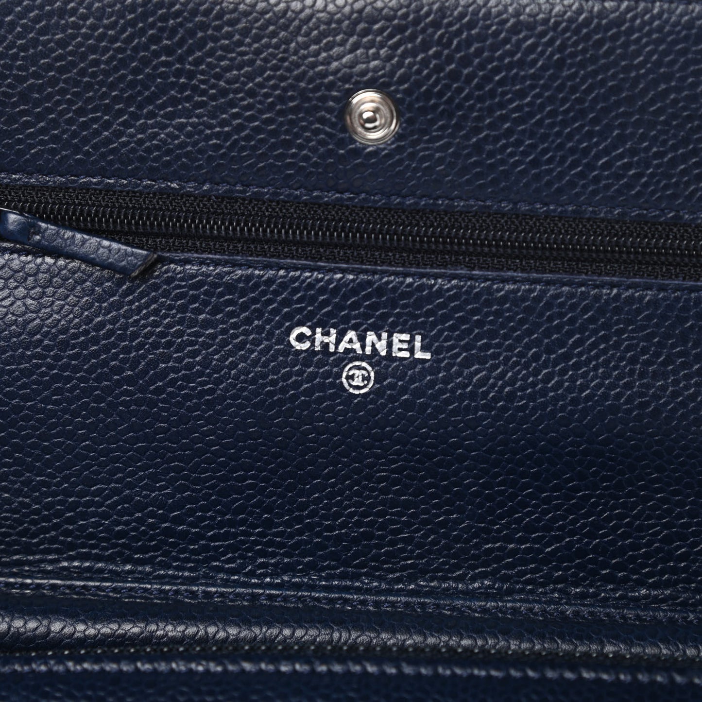 Caviar Quilted Wallet On Chain WOC Navy Blue