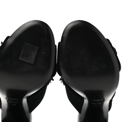 Fendi Patent Velvet Flowerland Studded Elsa Sandals 37 Black 8 of 8