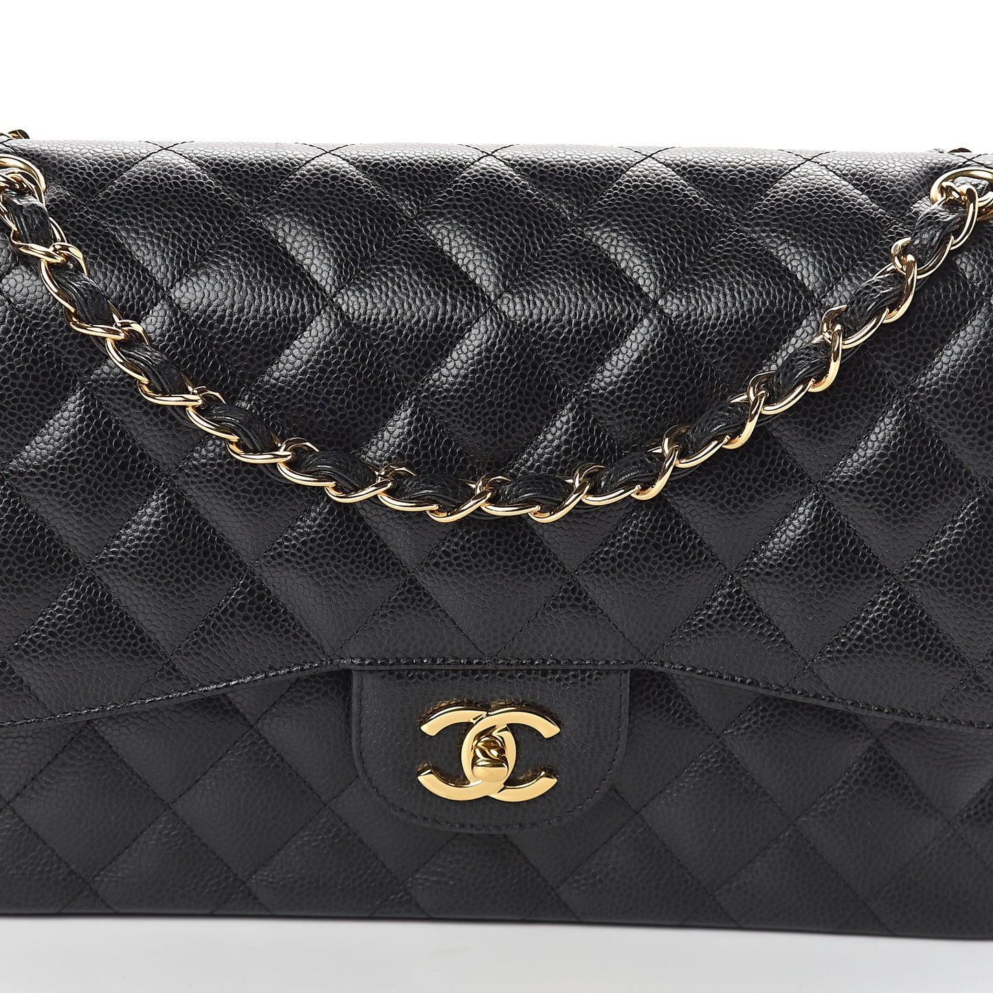 Caviar Quilted Jumbo Double Flap Black