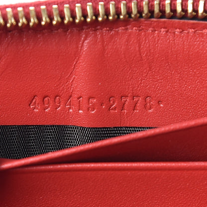 Gucci GG Supreme Monogram Mystic Cat Patch Zip Around Card Case Wallet Beige Hibiscus Red 7 of 11