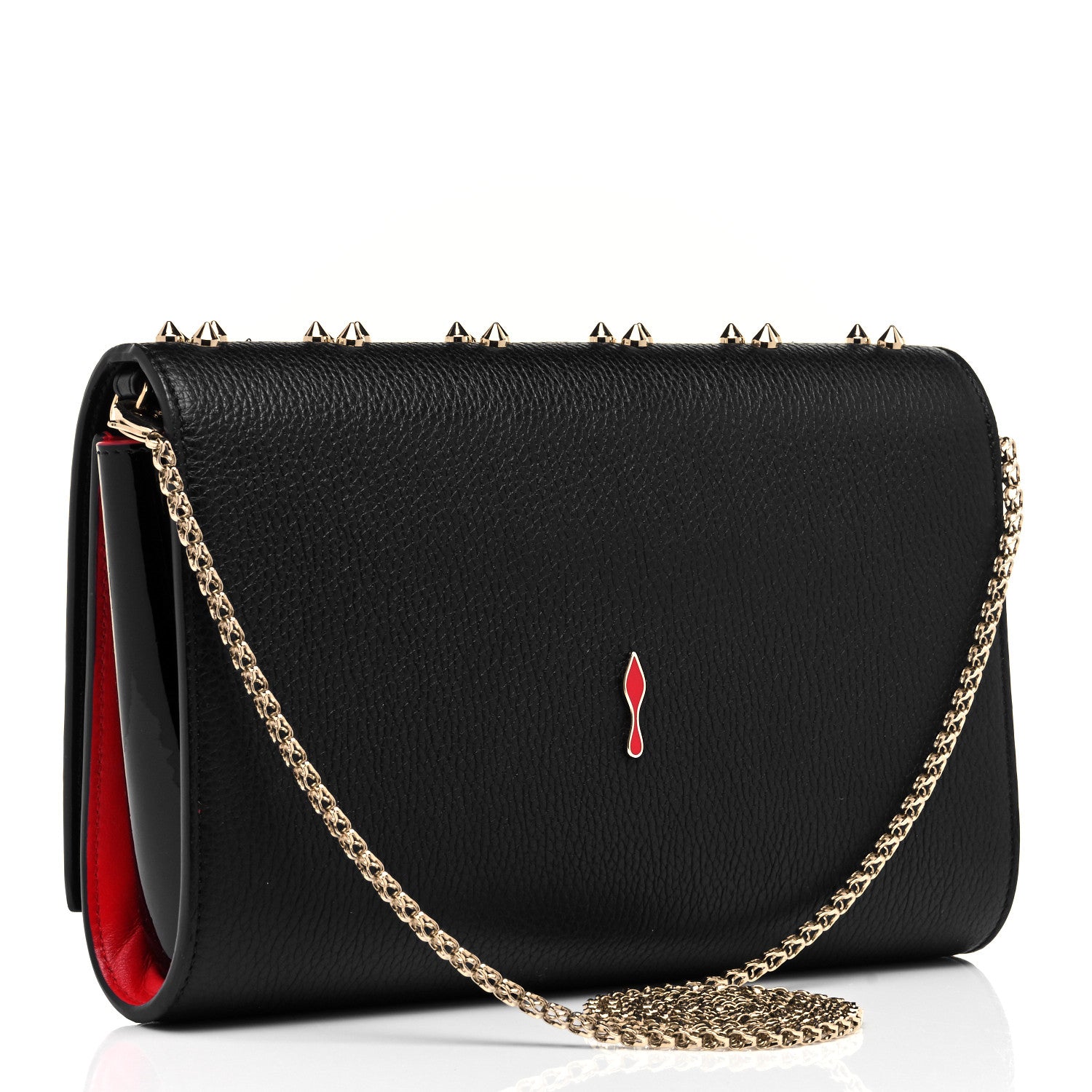 Christian Louboutin Grained Calfskin Spikes Loubinthesky Paloma Wallet On Chain Black Multimetal 3 of 10