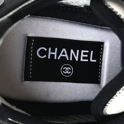 Chanel Suede Calfskin Mixed Fibers CC Sneakers 38 Ivory Green Light Blue 8 of 8