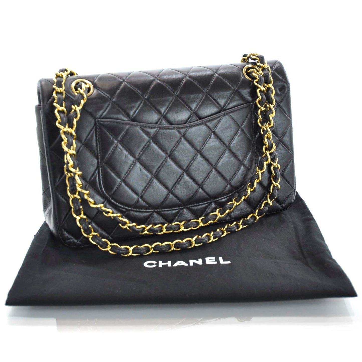 Lambskin Medium Double Flap Black