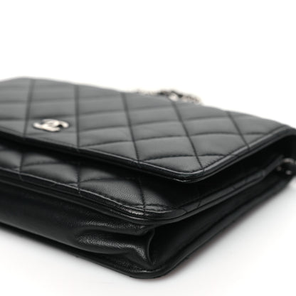 Chanel Lambskin Quilted Wallet On Chain WOC Black 12 of 13