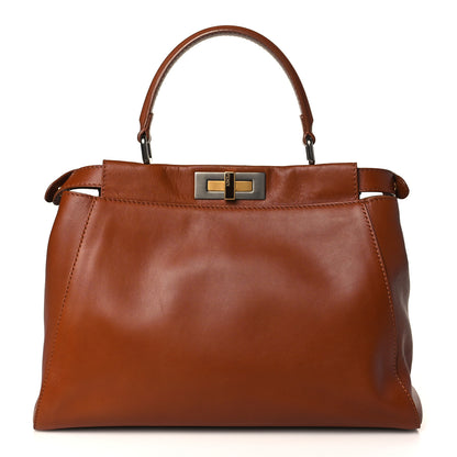 Fendi Vitello Suede Medium Peekaboo Iconic Satchel Cuoio Rame Moro 1 of 12