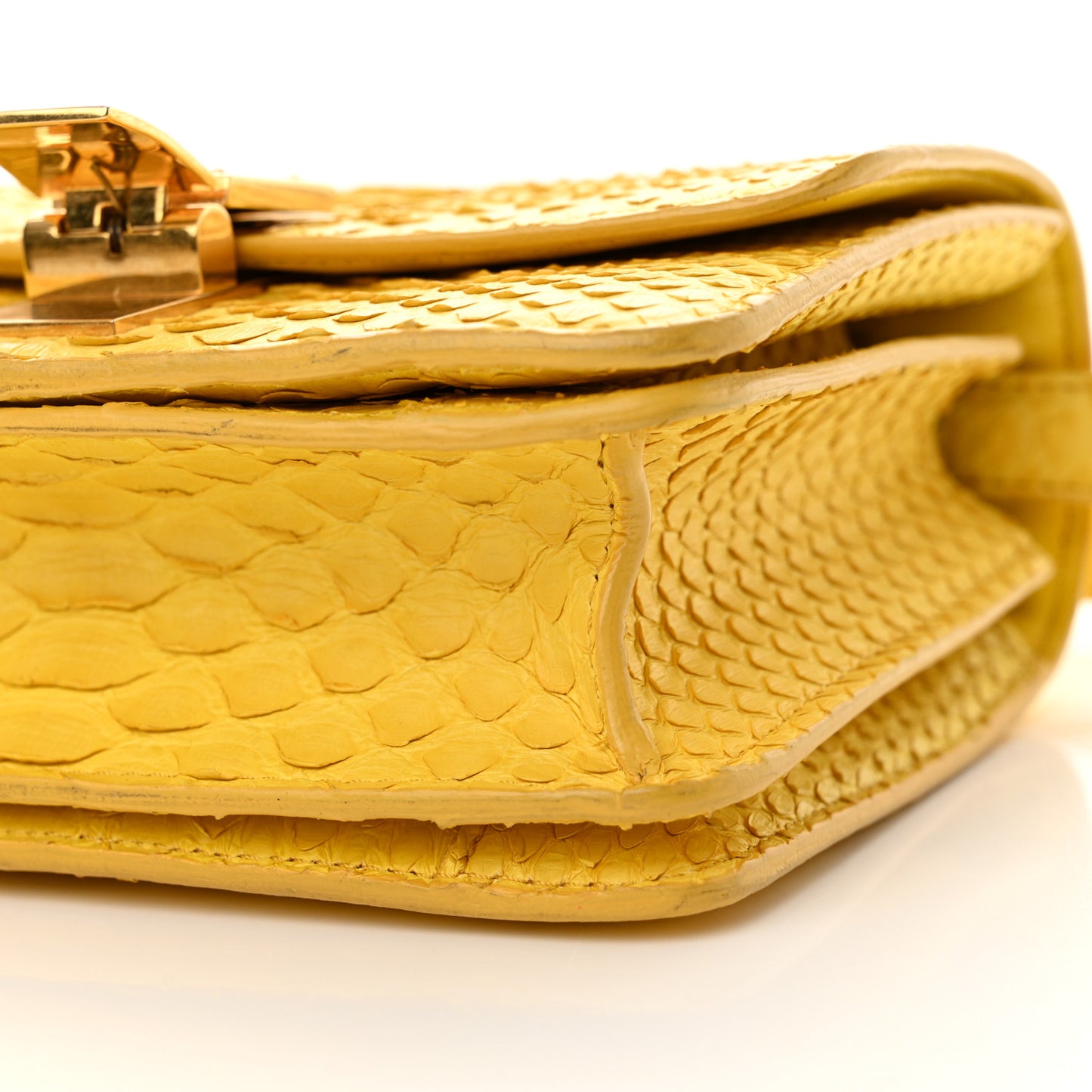 Snakeskin Small Classic Box Flap Bag Yellow