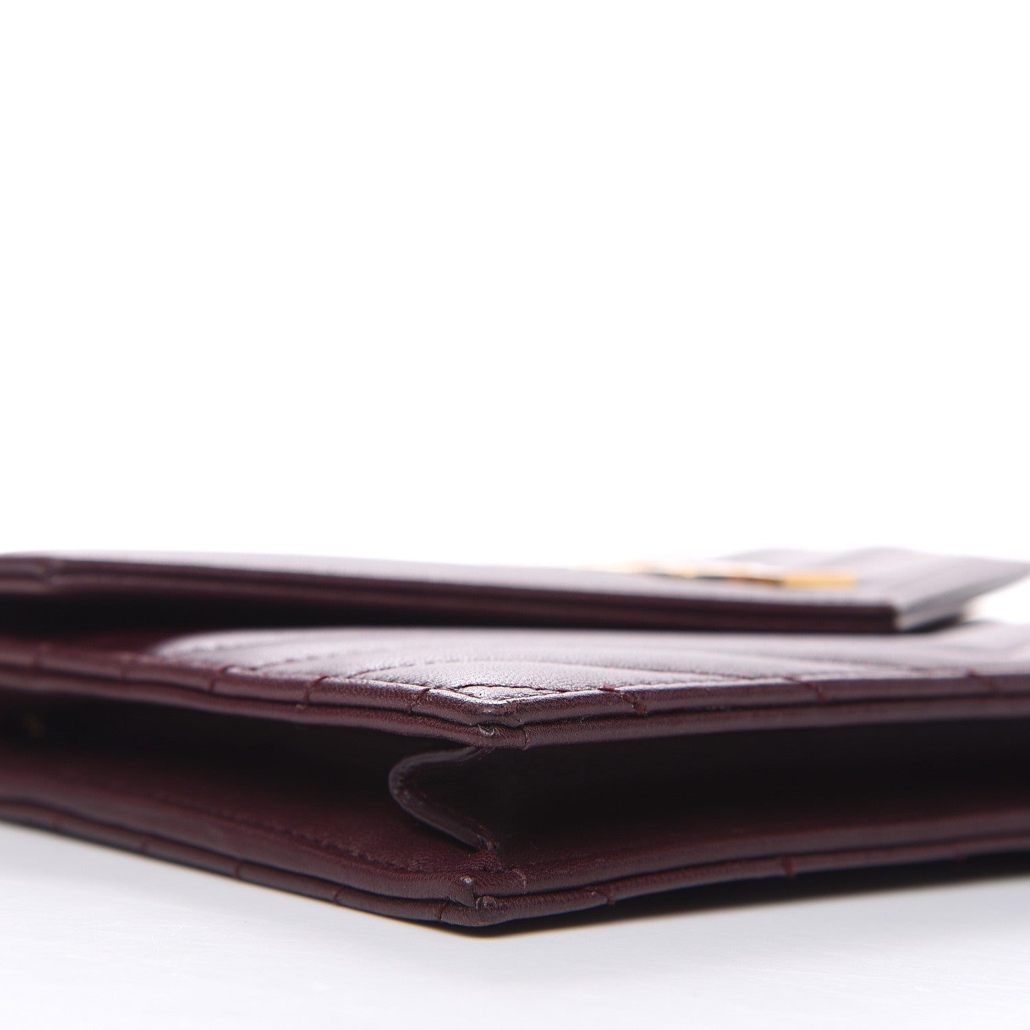 Saint Laurent Nappa Matelasse Chevron Monogram Chain Wallet Amaranto 8 of 9