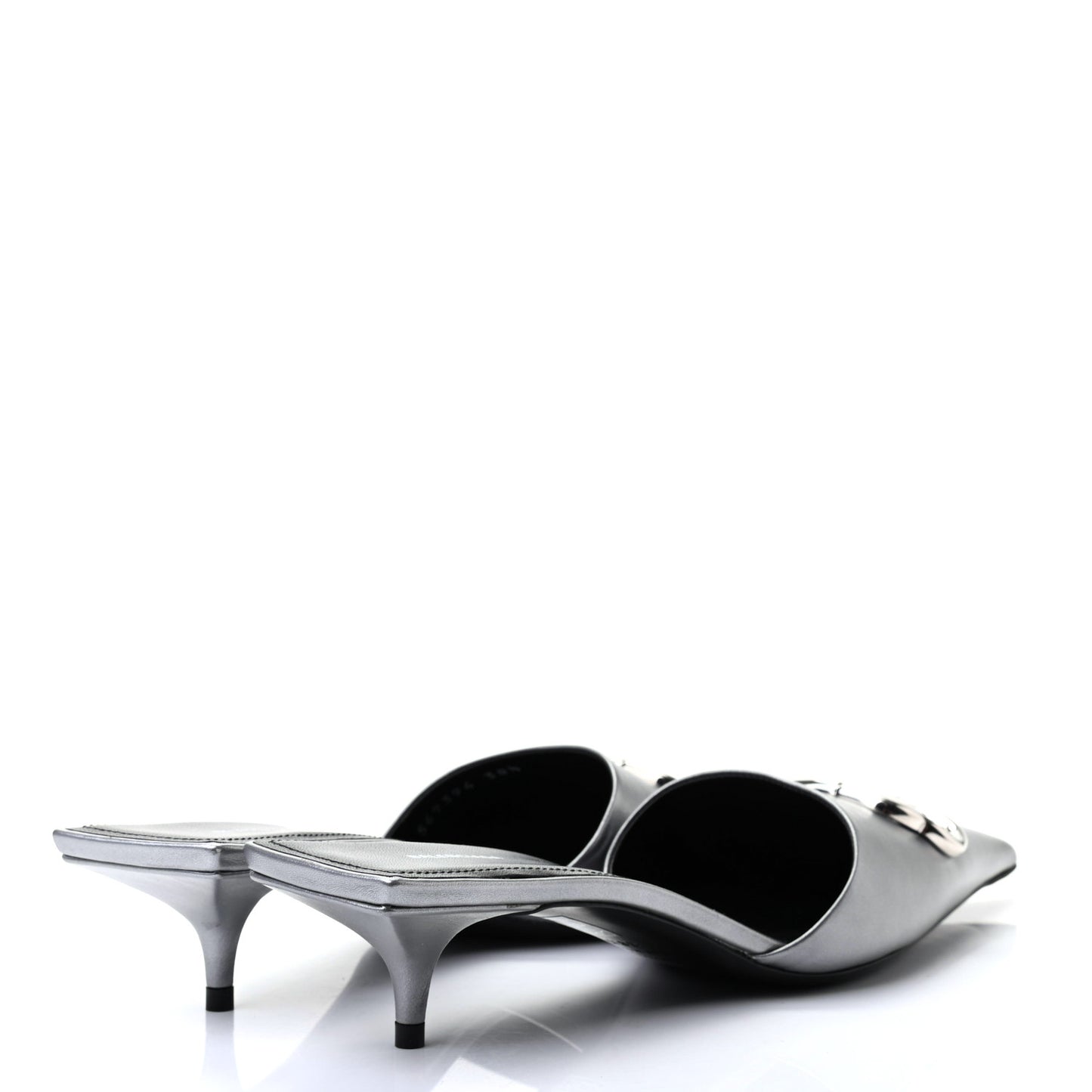 Calfskin BB Pointy Toe Mule 38.5 Gray