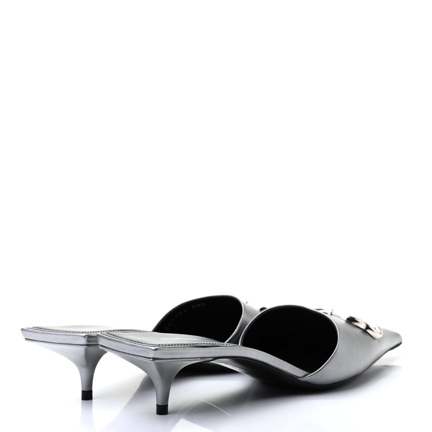 Balenciaga Calfskin BB Pointy Toe Mule 38.5 Gray 4 of 8