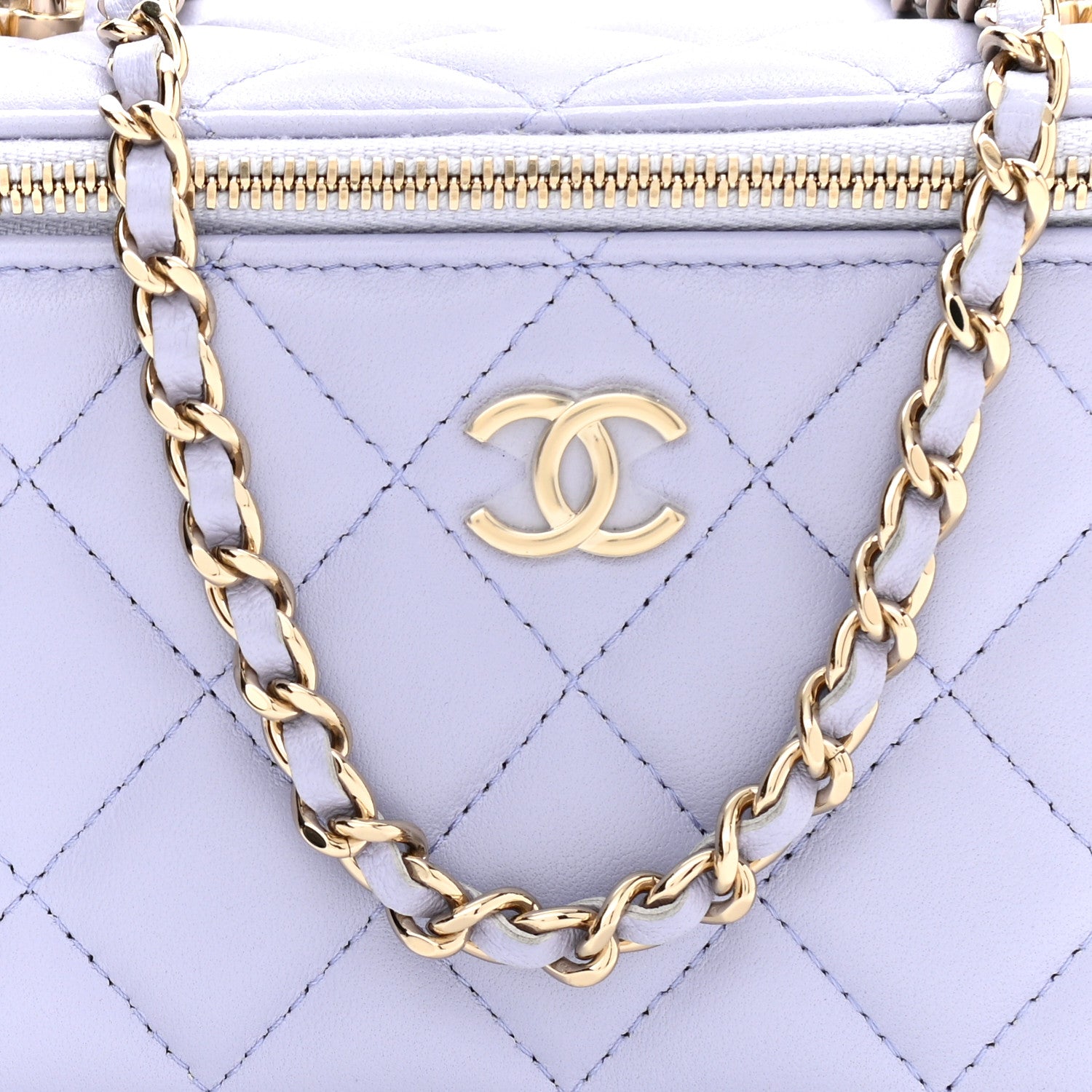 Chanel Lambskin Quilted Small Top Handle Vanity Case With Chain Light Purple 3 of 11