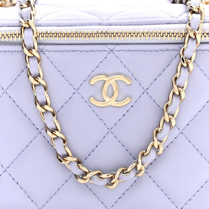 Chanel Lambskin Quilted Small Top Handle Vanity Case With Chain Light Purple 3 of 11