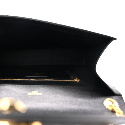 Saint Laurent Grain De Poudre Textured Mixed Matelasse Large Triquilt Monogram Satchel Black 5 of 12