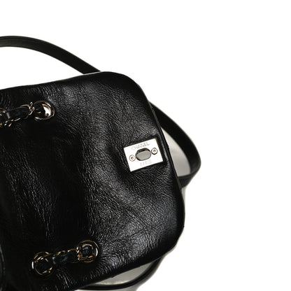 Chanel Glazed Aged Calfskin Quilted Small Duma Drawstring Backpack Black 9 of 13