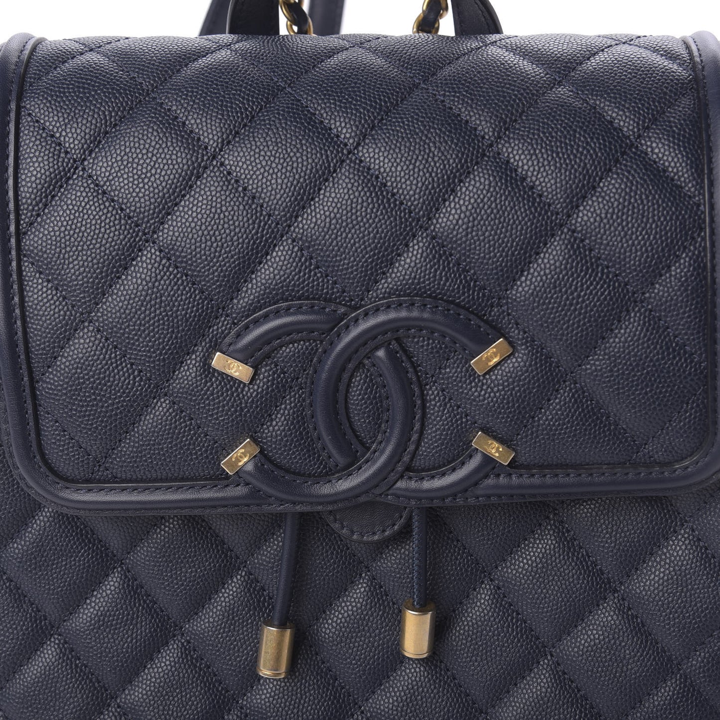 Caviar Quilted Filigree Backpack Navy